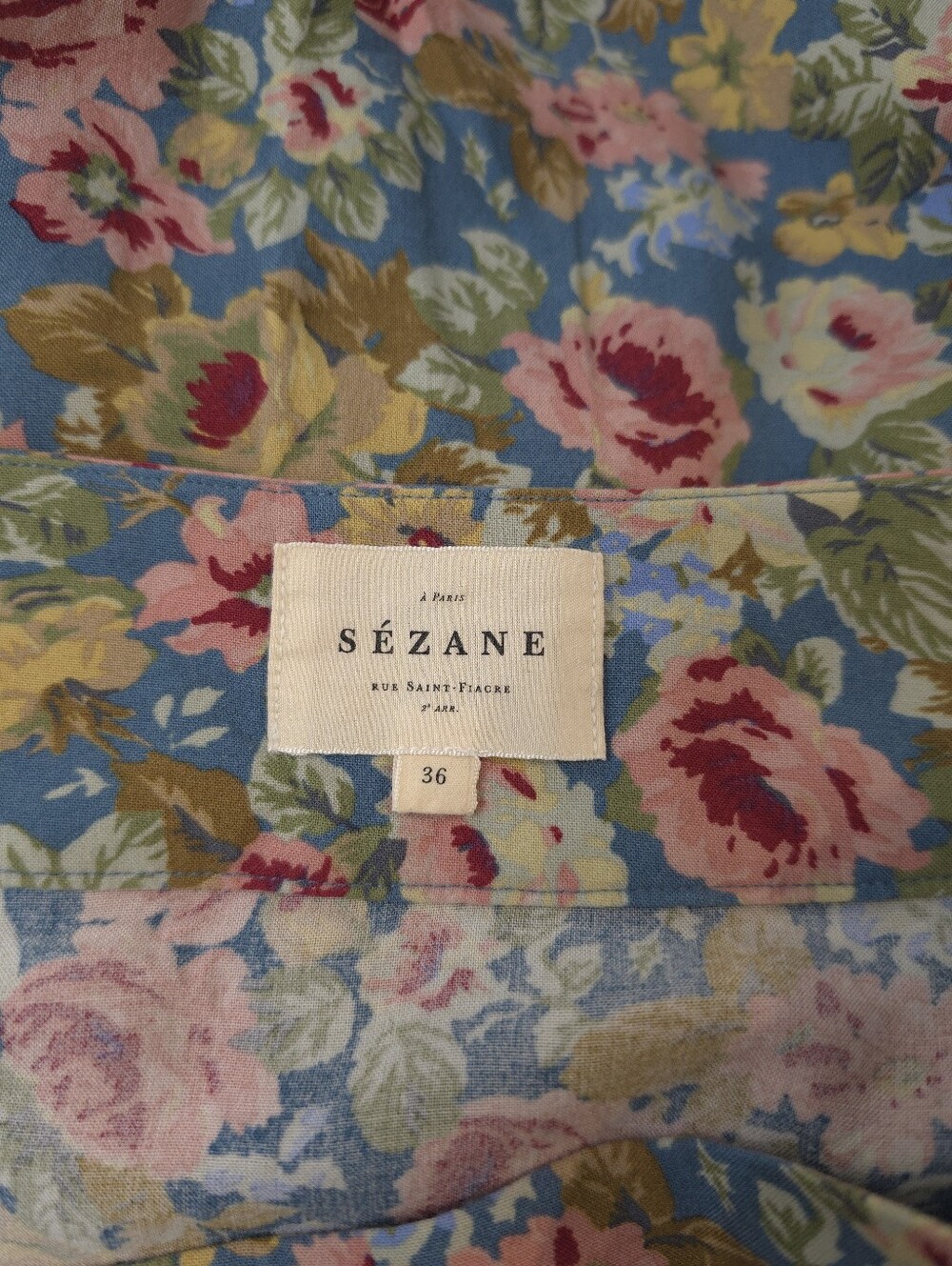 Sézane Jade Blue Floral Pleated Midi Skirt Viscose Size 36 / 4 - Picture 6 of 10